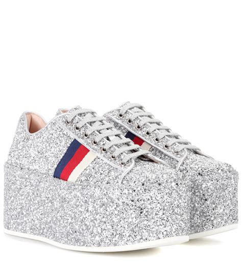 gucci metallic platform sneaker|gucci bedazzled sneakers.